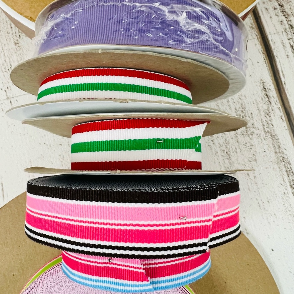 180 Yards Grosgrain Ribbon Bundle Arts Craft Gift Wrap Preppy Stripes - Picture 2 of 7